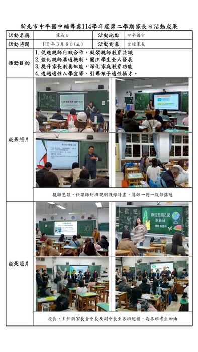 家長日活動-親師懇談+親職講座