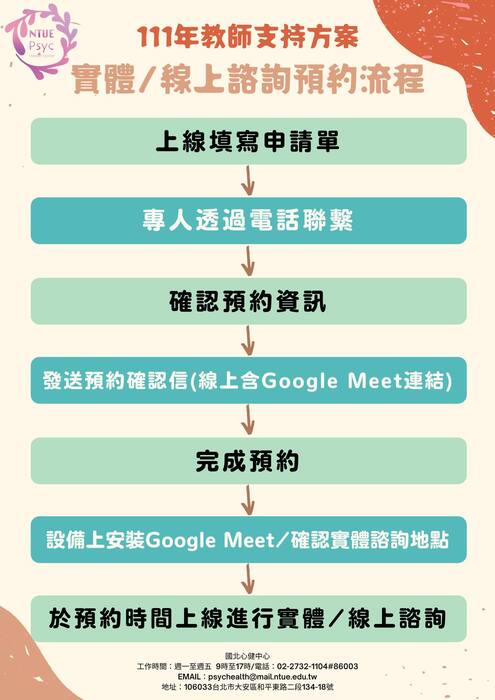 新北市教師諮商輔導支持系統服務,即日起開放預約圖片
