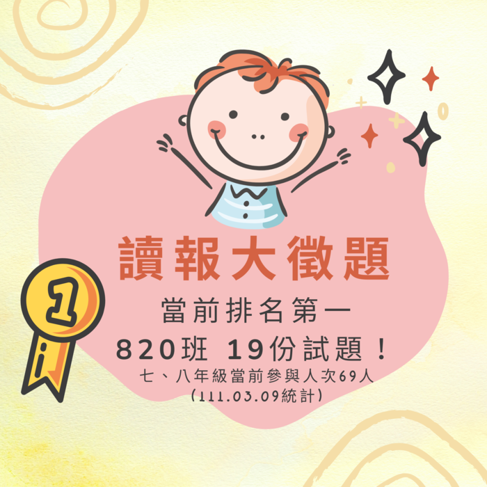 【閱讀推動】110學年度讀報大徵題──同學命題等你來挑戰!(讀報大徵題)圖片